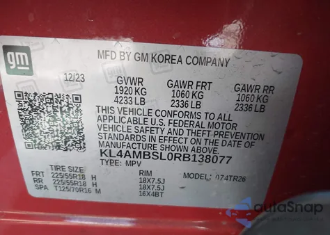 2024 Buick Encore Gx Preferred Fwd из США, поврежденный, VIN KL4AMBSL0RB138077